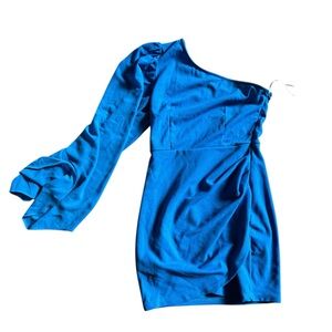 Elegant Blue One-Shoulder Dress